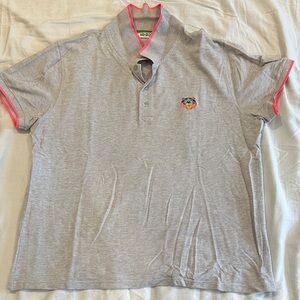 Kenzo Gray Polo Shirt with Pink Trim